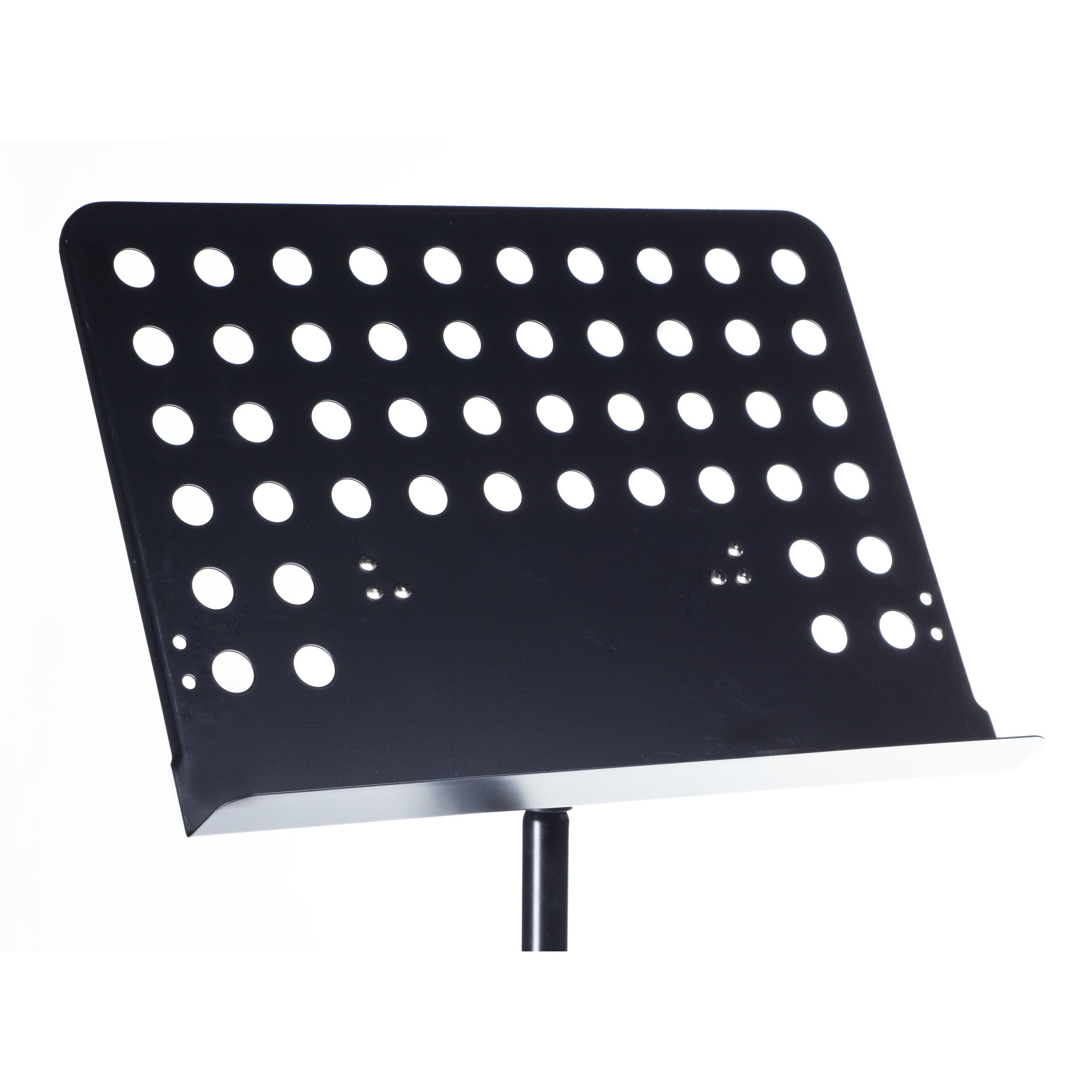 MUSIC STORE Notenpult, (Orchesterpult NP-2 Schwarzer dreibeiniger Notenständer Stabile Stahlkonstruktion Höhenverstellbar 65-1250 mm Zusammenklappbares Lochblechauflage Leichtgewichtig 38 kg, Stative & Halter, Notenständer), Orchesterpult, Notenständer, Stahlkonstruktion