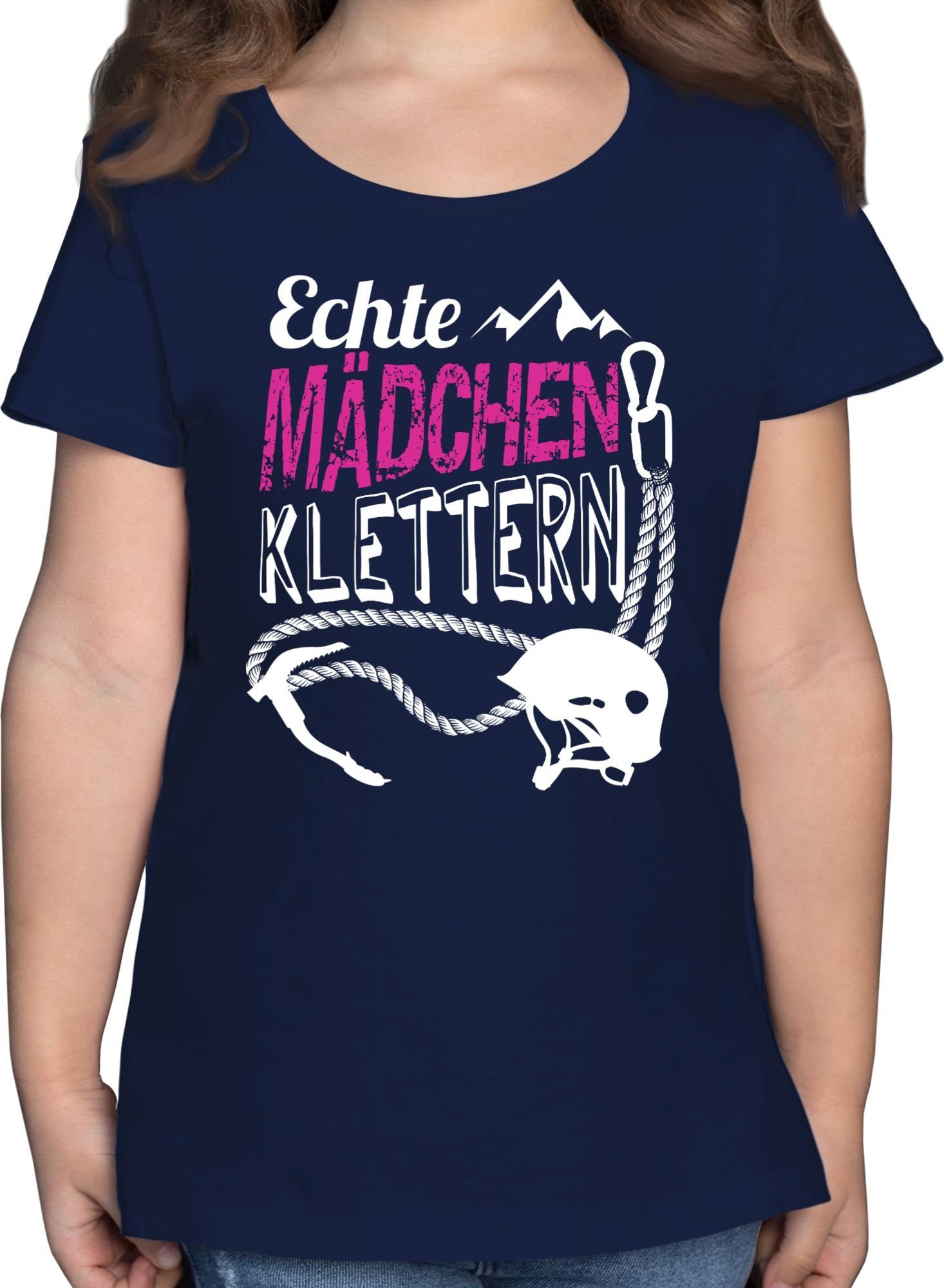 Sport 1 Shirtracer Echte Kleidung T-Shirt Mädchen Kinder Dunkelblau klettern