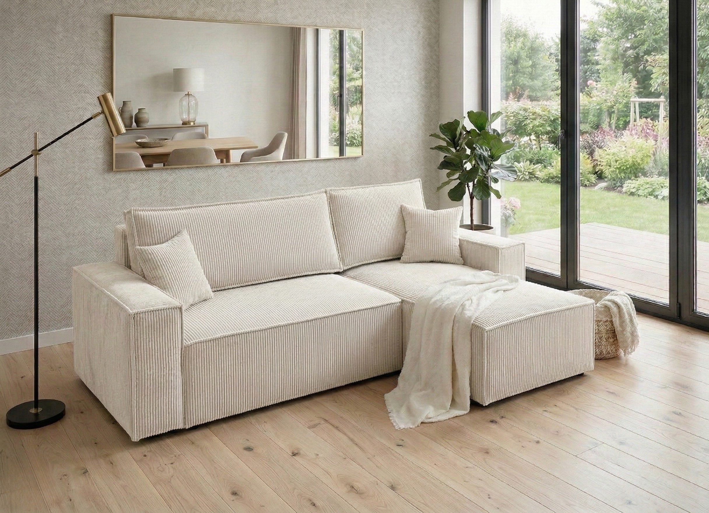 B&B Home Big-Sofa Sofa Monte mit Schlaffunktion L-Form mit Bettkasten, L-Form Couch rechts oder links