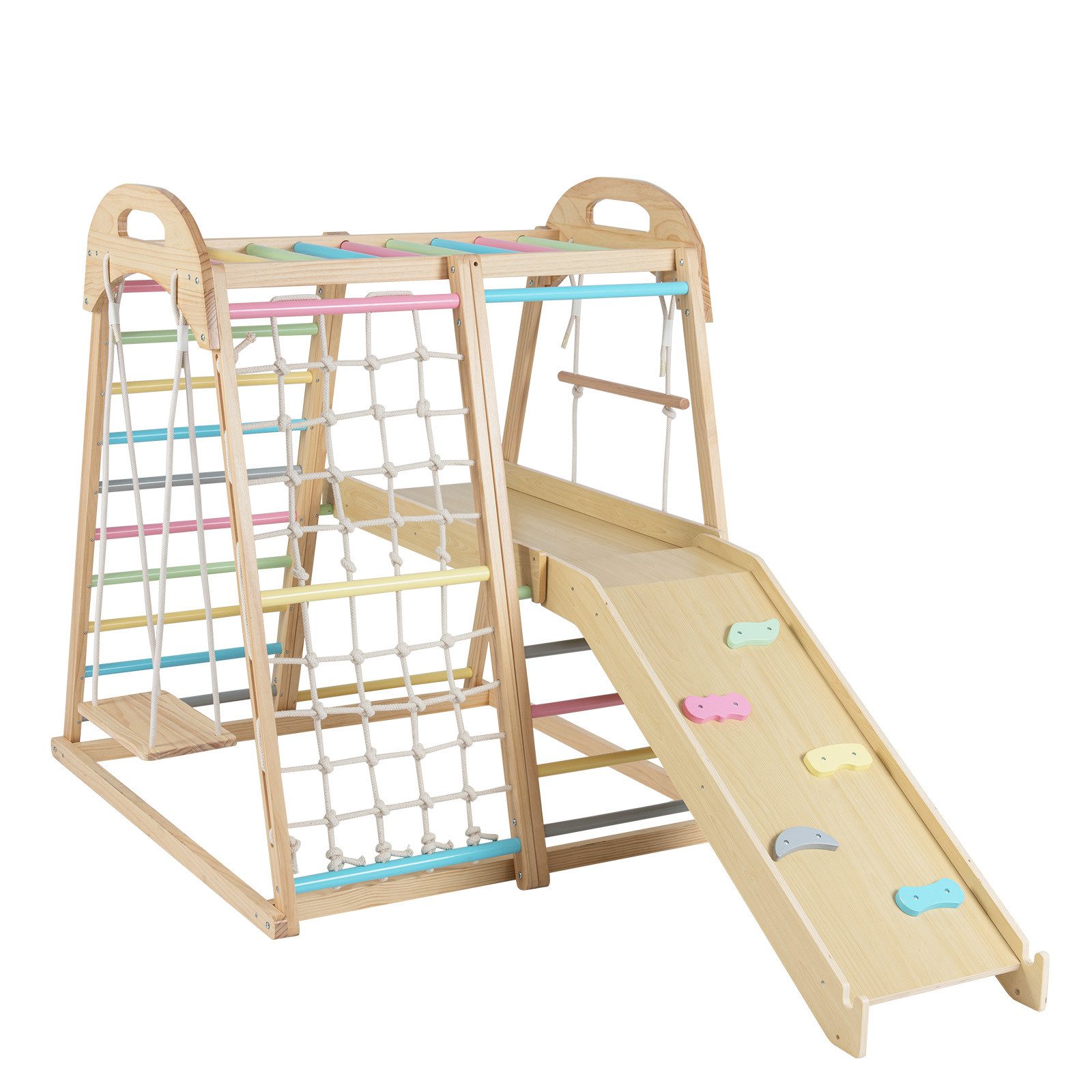 COSTWAY Klettergerüst, 8-in-1 Dschungelturngerät mit Rutsche, Schaukel