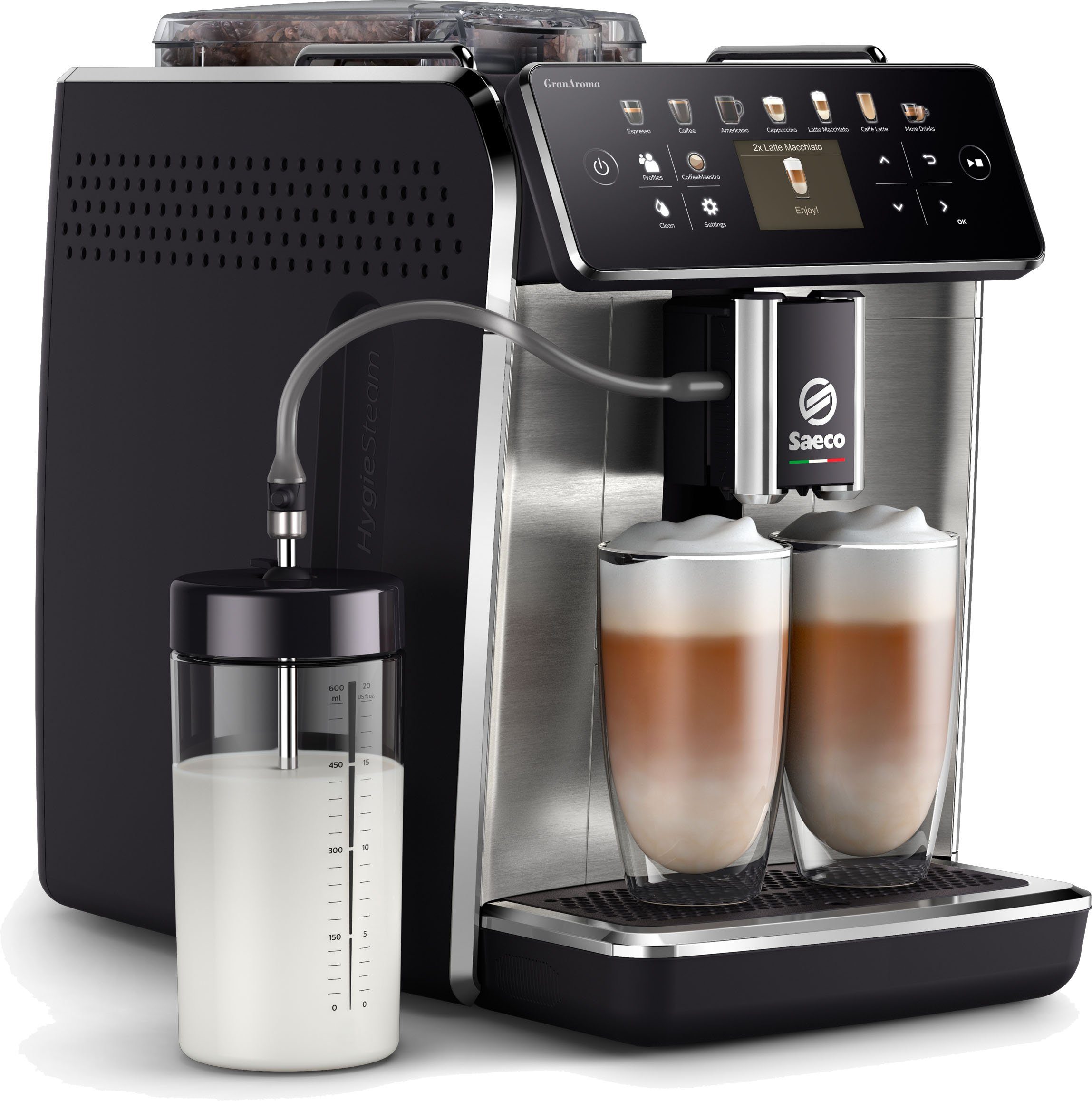 Saeco Kaffeevollautomat GranAroma SM6585/00, individuelle Personalisierung: 16 Kaffeespezialitäten CoffeeMaestro