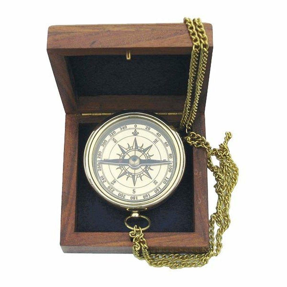 Linoows Dekoobjekt Kompass, Taschenuhren Magnetkompass in der Box, In einer Holzbox
