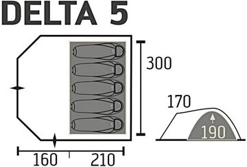 Portal Outdoor Kuppelzelt Zelt für 5 Personen wasserdicht Familienzelt Camping Delta 5 blau, Personen: 5 (mit Transporttasche), mit Moskitonetz große Veranda wetterfest wasserdicht