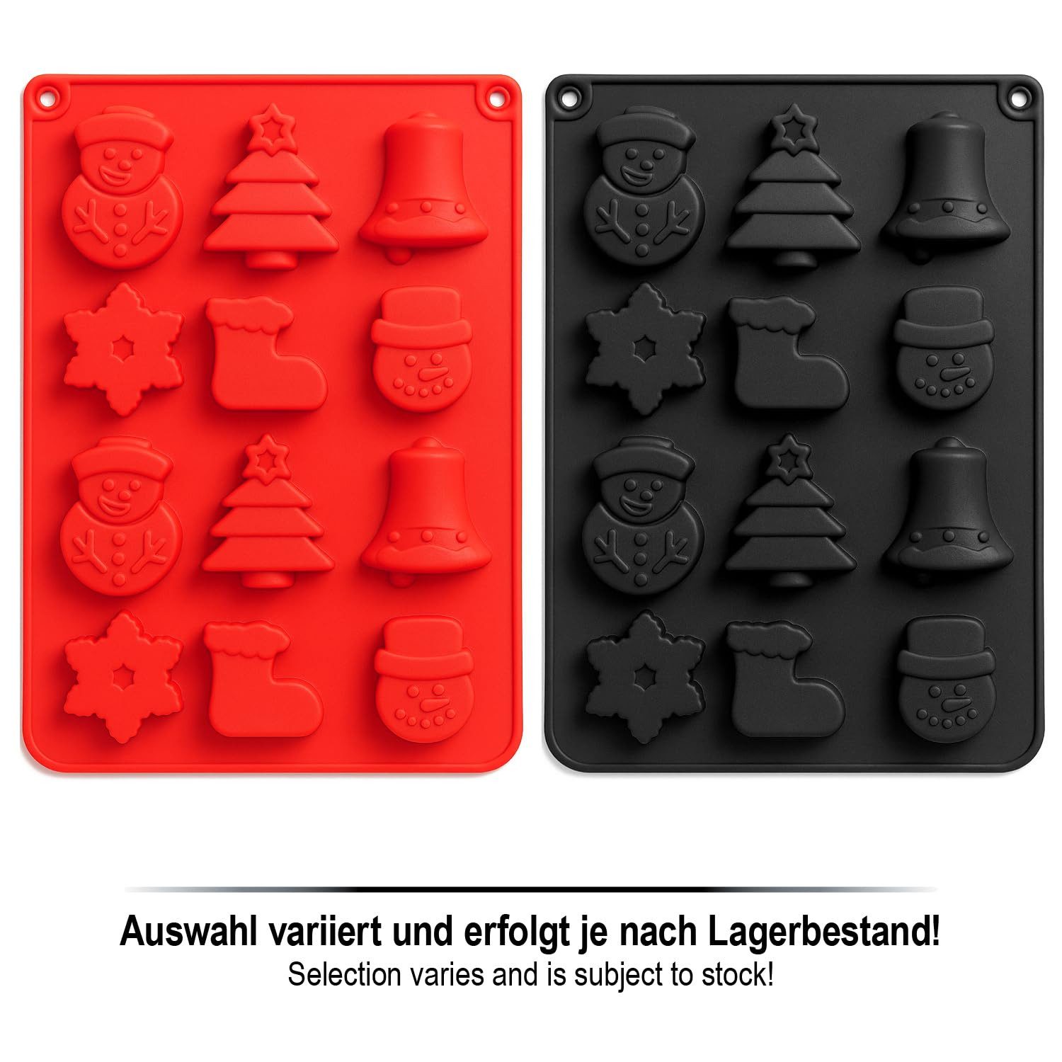 com-four Silikonform Silikon-Formen für Pralinen, Pralinenformen für Weihnachten, (2-tlg), Backform aus Silikon für Pralinen, Bonbons oder Eiswürfel