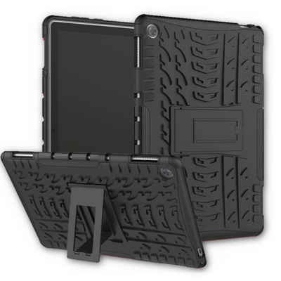 Wigento Tablet-Hülle Für Huawei MediaPad M5 Lite 10.1 Zoll Hybrid Outdoor Schutzhülle Case Schwarz Tasche Cover Etui