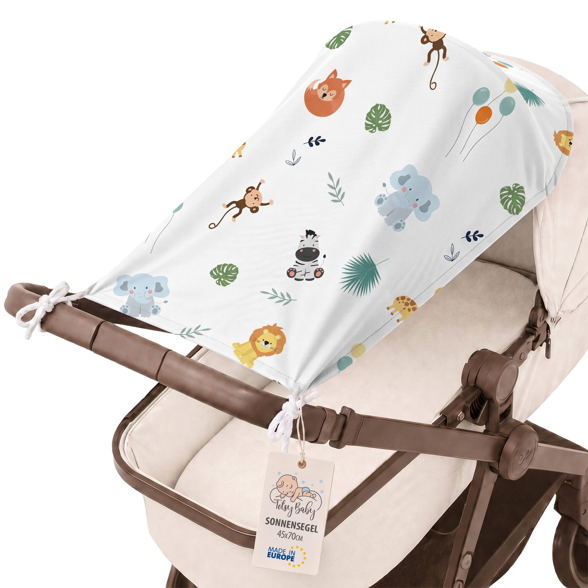 Totsy Baby Kinderwagen-Sonnenschutzhülle Sonnenschutz Kinderwagen 70x45 cm Musselin UV-Schutz faltbar EU
