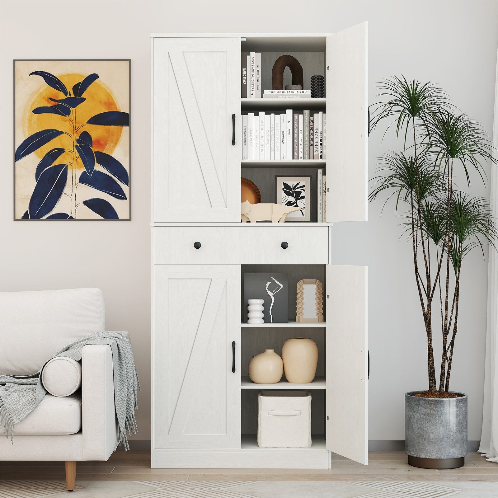 COSTWAY Vorratsschrank Küchenbuffet mit verstellbarem Regal, günstig online kaufen