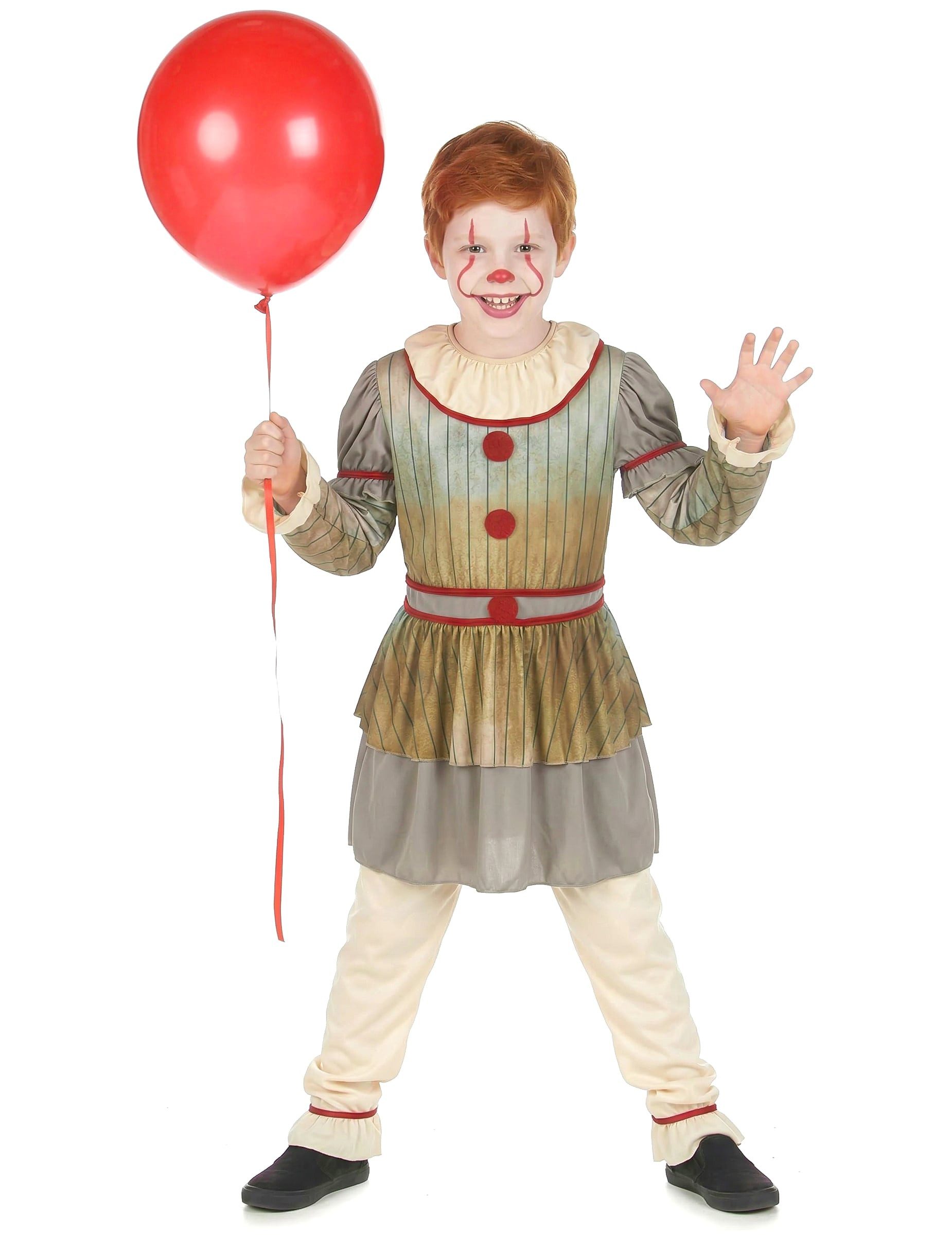 JADEO Kostüm Halloween-Clown-Kostüm für Kinder grau-beige-rot