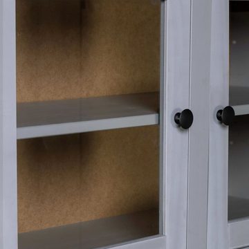 DOTMALL Beistellschrank Anrichte aus massivem Kiefernholz,Buffetschrank 93x40,5x180 cm