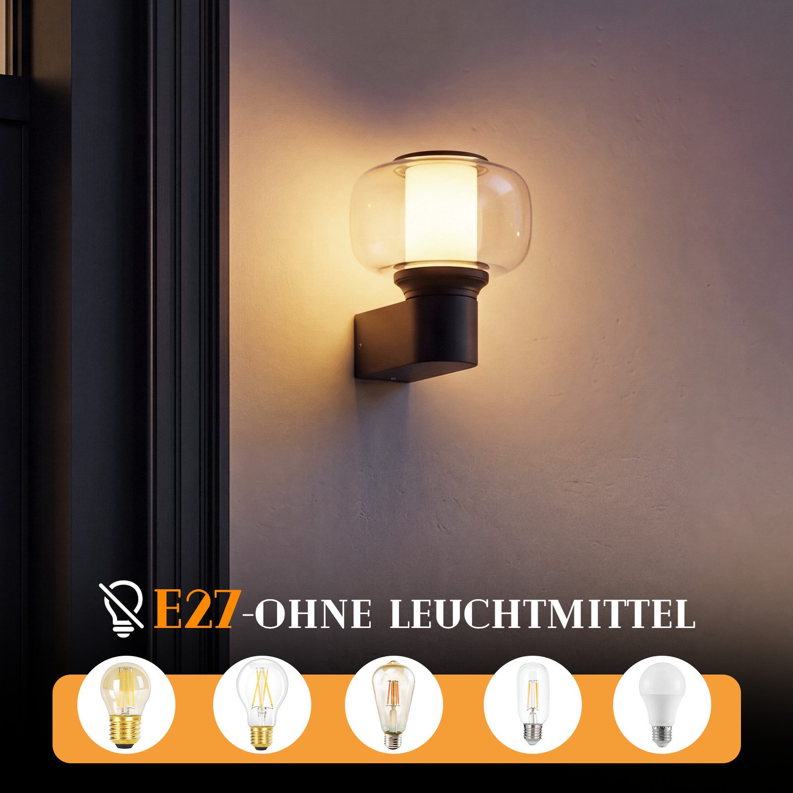 Nettlife Außen-Wandleuchte Schwarz balkon landhaus Außen Garten E27 Fassung max. 40W, ohne Leuchtmittel, für Terrasse Balkon Hauswand Garten
