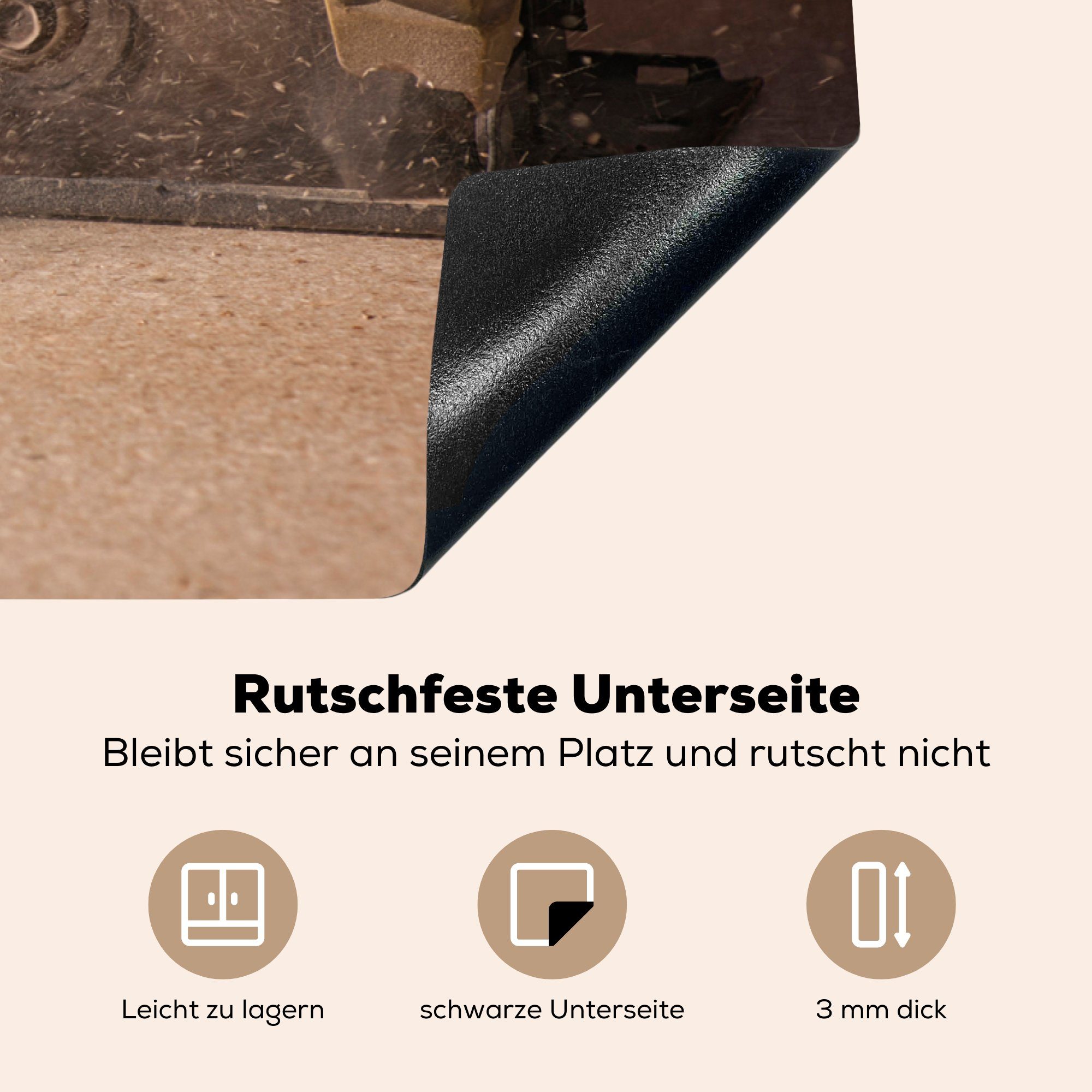 MuchoWow Herdblende-/Abdeckplatte Ceranfeldabdeckung, (1 küche einer mit Arbeitsplatte Technologie Bodenplatte einer Sägen tlg), Vinyl, für mit cm, Kreissäge, 83x51