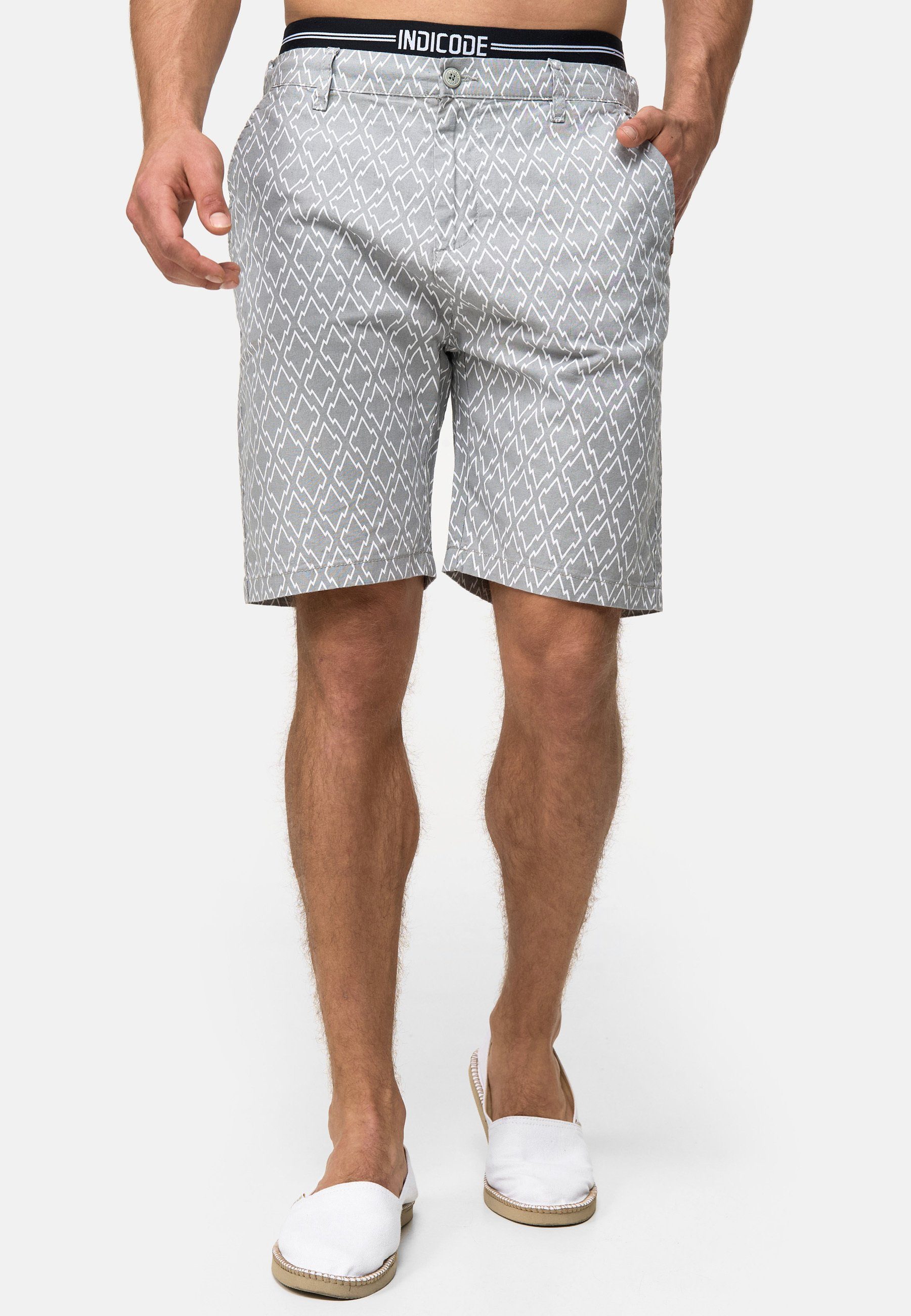 Indicode Chinoshorts Apostolis mit geometrischen Muster günstig online kaufen