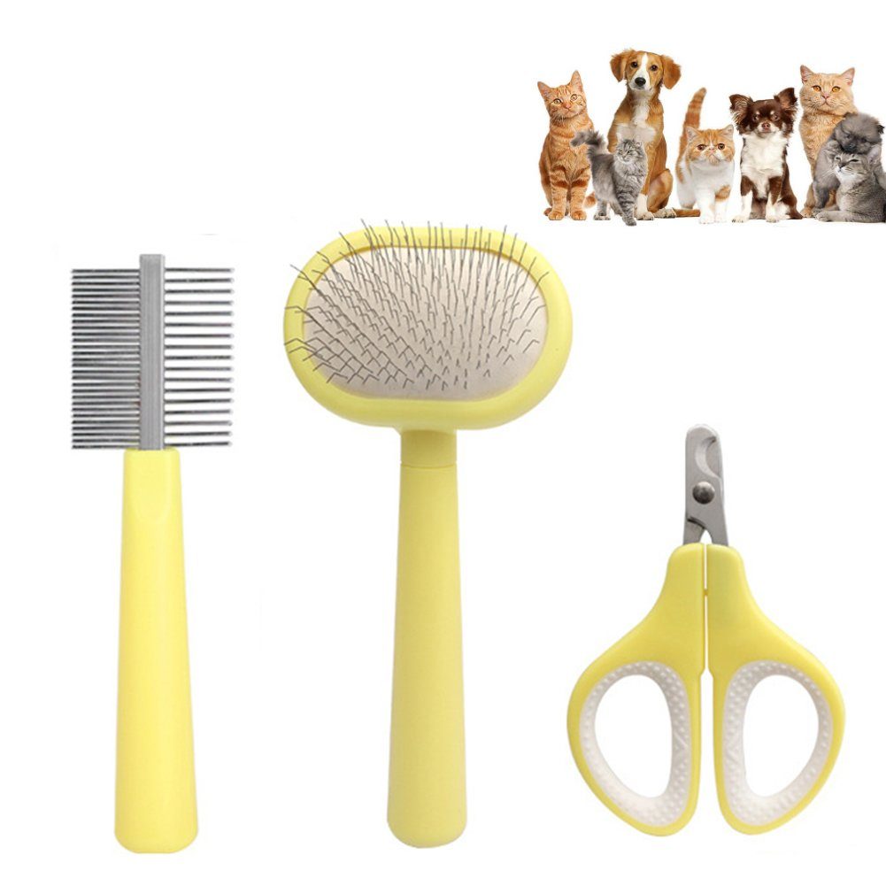 Katde Nagelknipser-Set Haustierpflege Werkzeuge 3-teiliges Set,Katzenkamm Krallenschneider