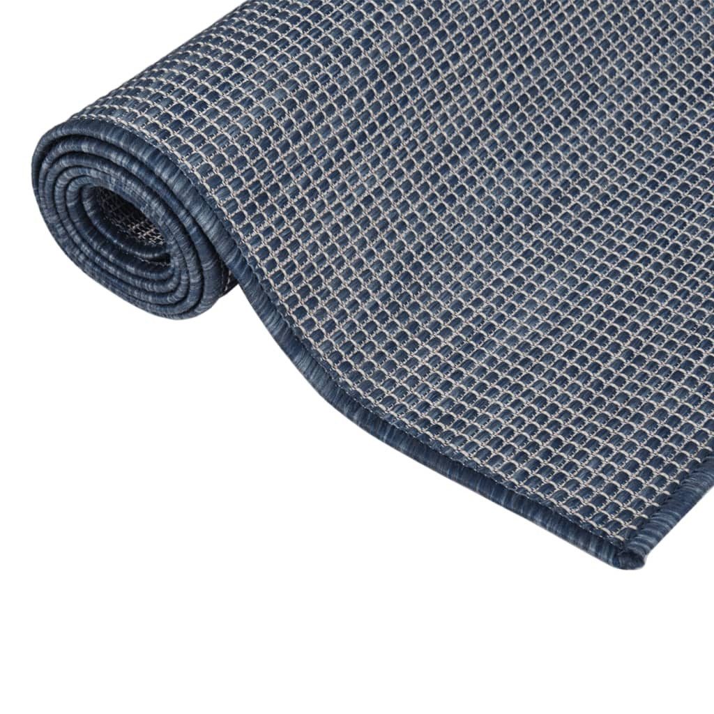 vidaXL Outdoorteppich 120 x 170 cm Outdoor-Teppich Flachgewebe 120x170 cm Blau Terrasse Camp, Flachgewebe, Höhe: 170 mm
