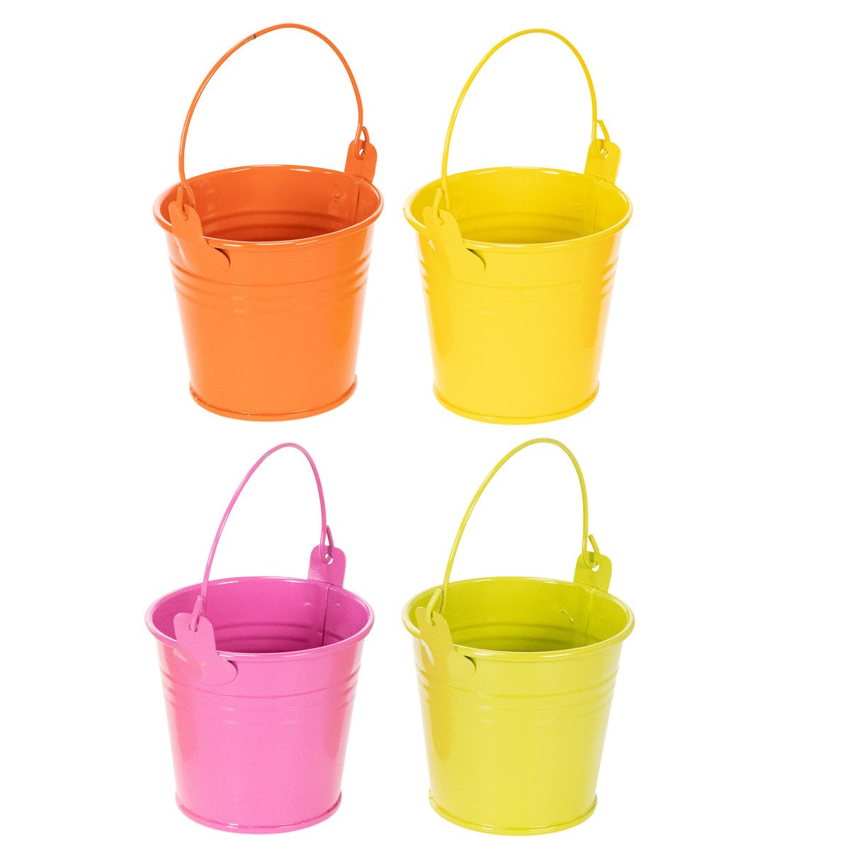 Viana Übertopf Bunte Mini-Eimer als Übertöpfe oder Deko, Metall, 12er Set, 12 Stück