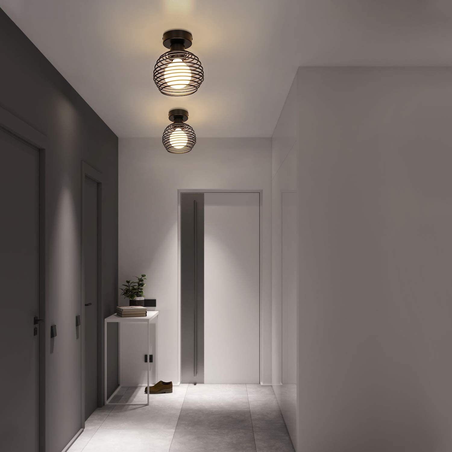 ZMH Deckenleuchte Retro Schwarz E27 1-flammig Lampen Ohne Leuchtmittel Wohnzimmer, LED wechselbar