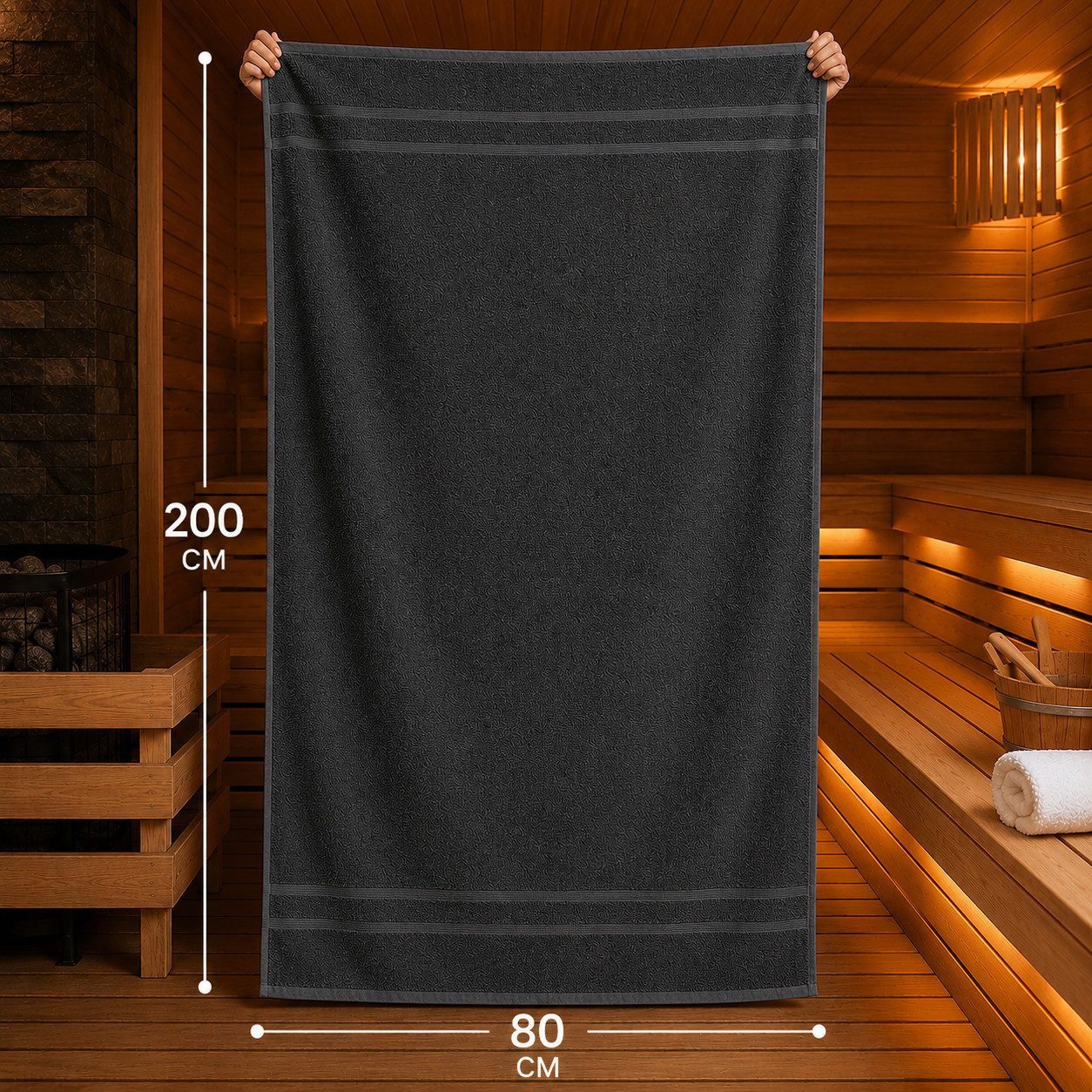 Komfortec Saunatuch 2er Set extra Große - Premium Badetuch - 80x200 XXL, Frottee (2-St), extra Große, 100% Baumwolle, Weich, Schnelltrocknend – Bild 2 von 5