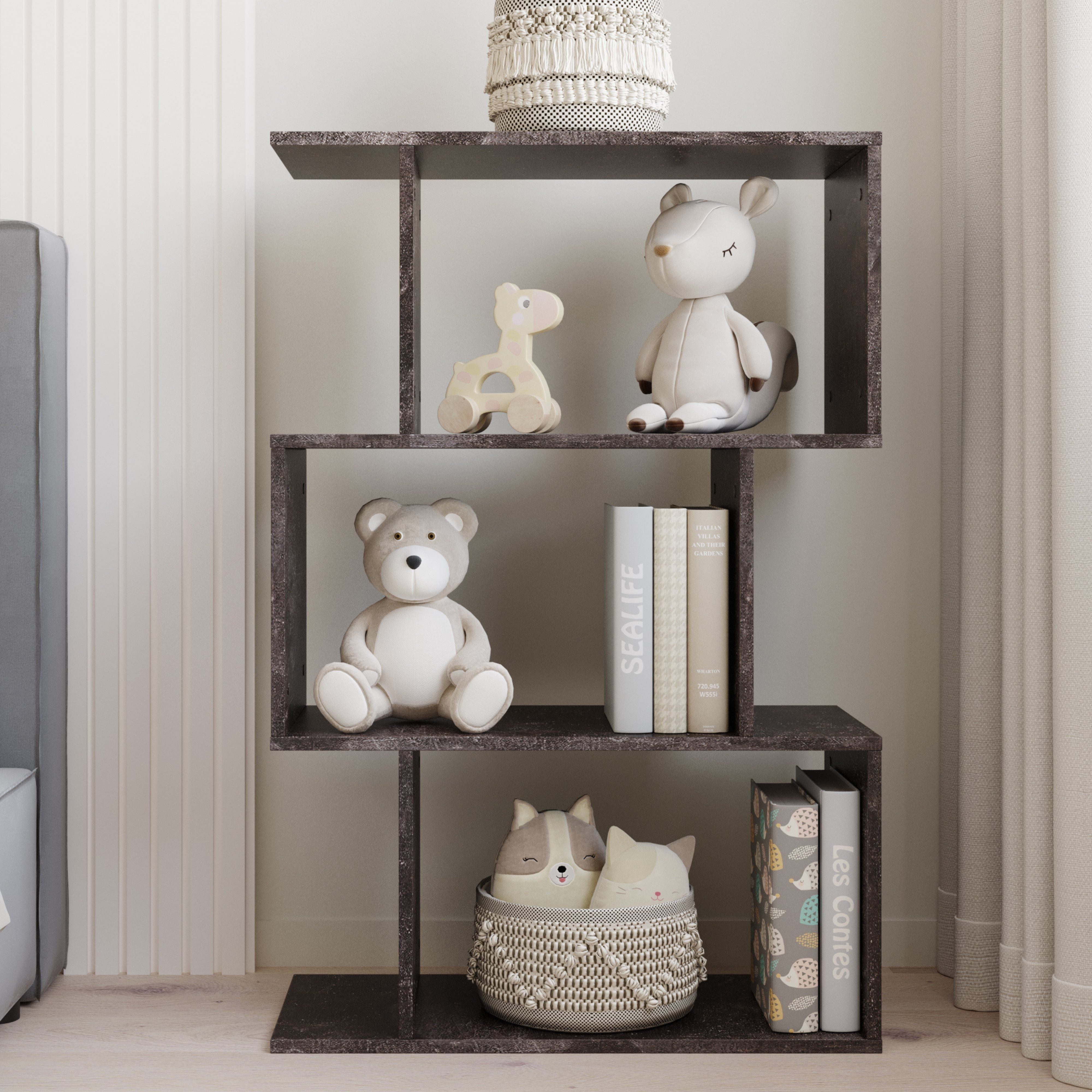 RICOO Aktenregal WM075-BG, 1-tlg., kleines stehendes Regal schmal, Bücherregal fürs Wohnzimmer