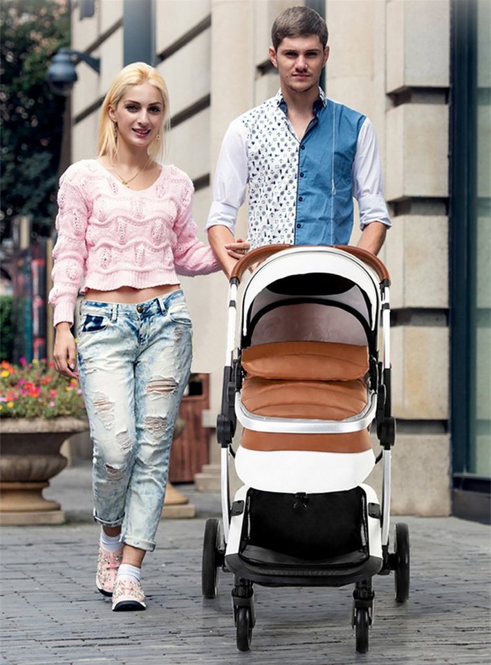 Thumbnail - TPFLiving Kombi-Kinderwagen Babyschale Baby Buggy Babywanne 5-Punkt-Sicherheitsgurt Moskitonetz, Getränkehalter inkl. Zu...