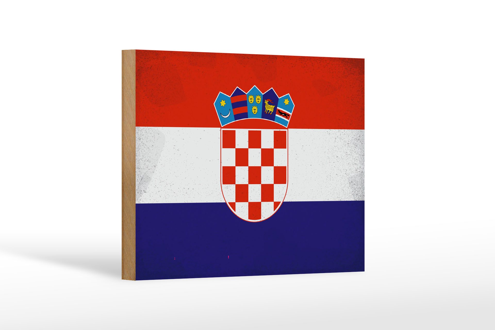 Femer GmbH Holzbild Flagge Kroatien 18x12cm Flag of Croatia Vintage, Flaggen (1 St), Glatte Holzfaserplatte (MDF), vorn beschichtet