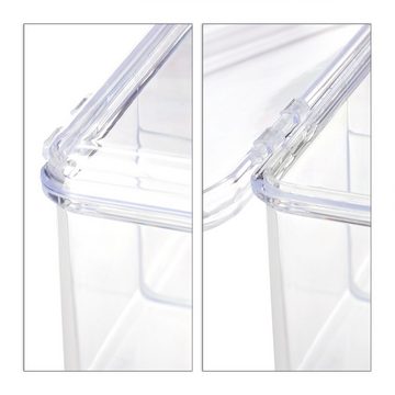 relaxdays Teebox Teebox transparent mit 6 Fächern, Kunststoff