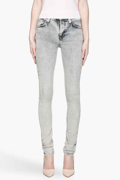 Nudie Jeans Skinny-fit-Jeans High Kai Black Bleach, Gr. W26 L32