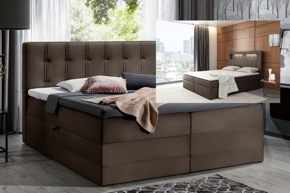 99rooms Boxspringbett Hugo (Schlafzimmerbett, Bett), 120/140/160/180/200, mit Taschenfederkernmatratze, Topper, Bettkasten