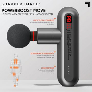 Sharper Image Massagepistole Powerboost Move, mit 4 Aufsätzen