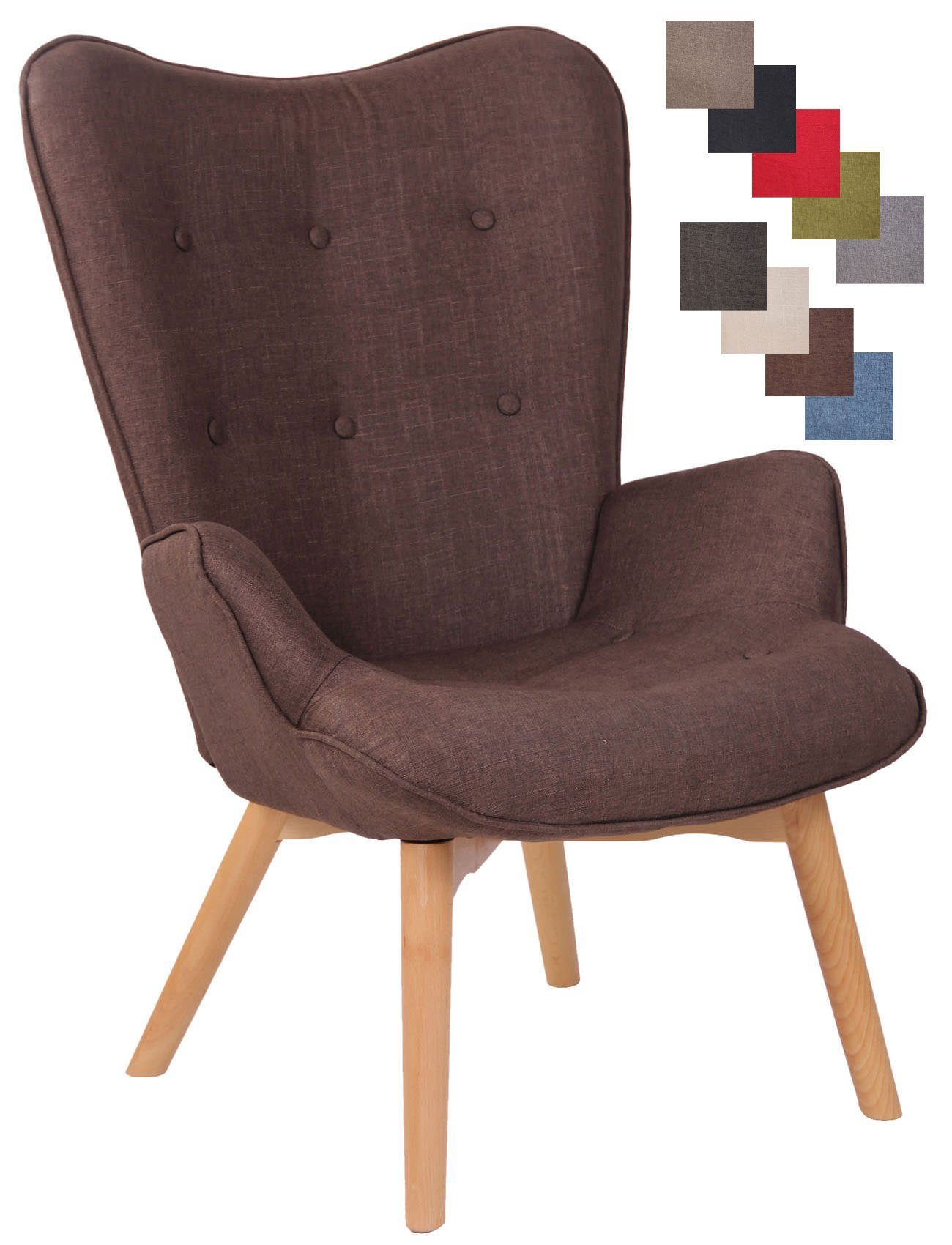 CLP Loungesessel Gestell Durham mit Stoff, braun Buchenholz