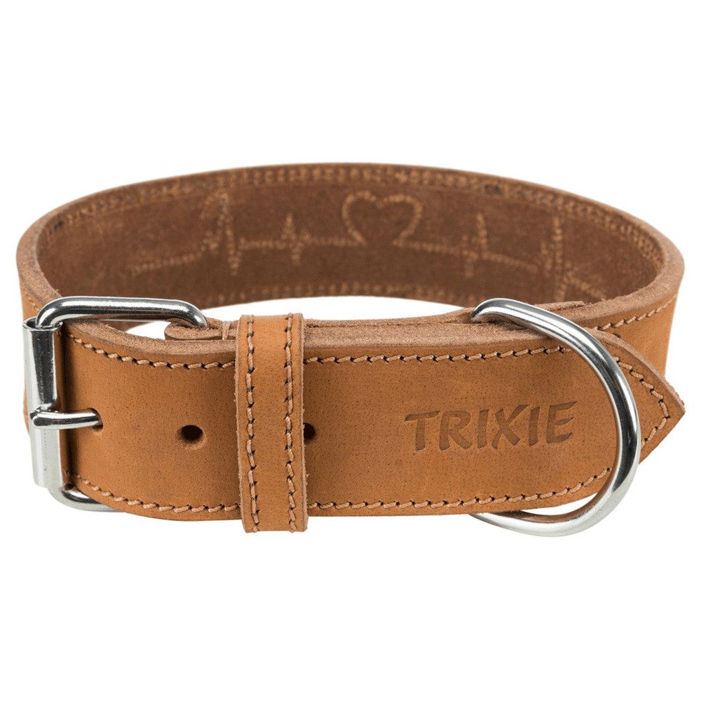 TRIXIE Hunde-Halsband Rustic Fettleder-Halsband "Heartbeat" braun