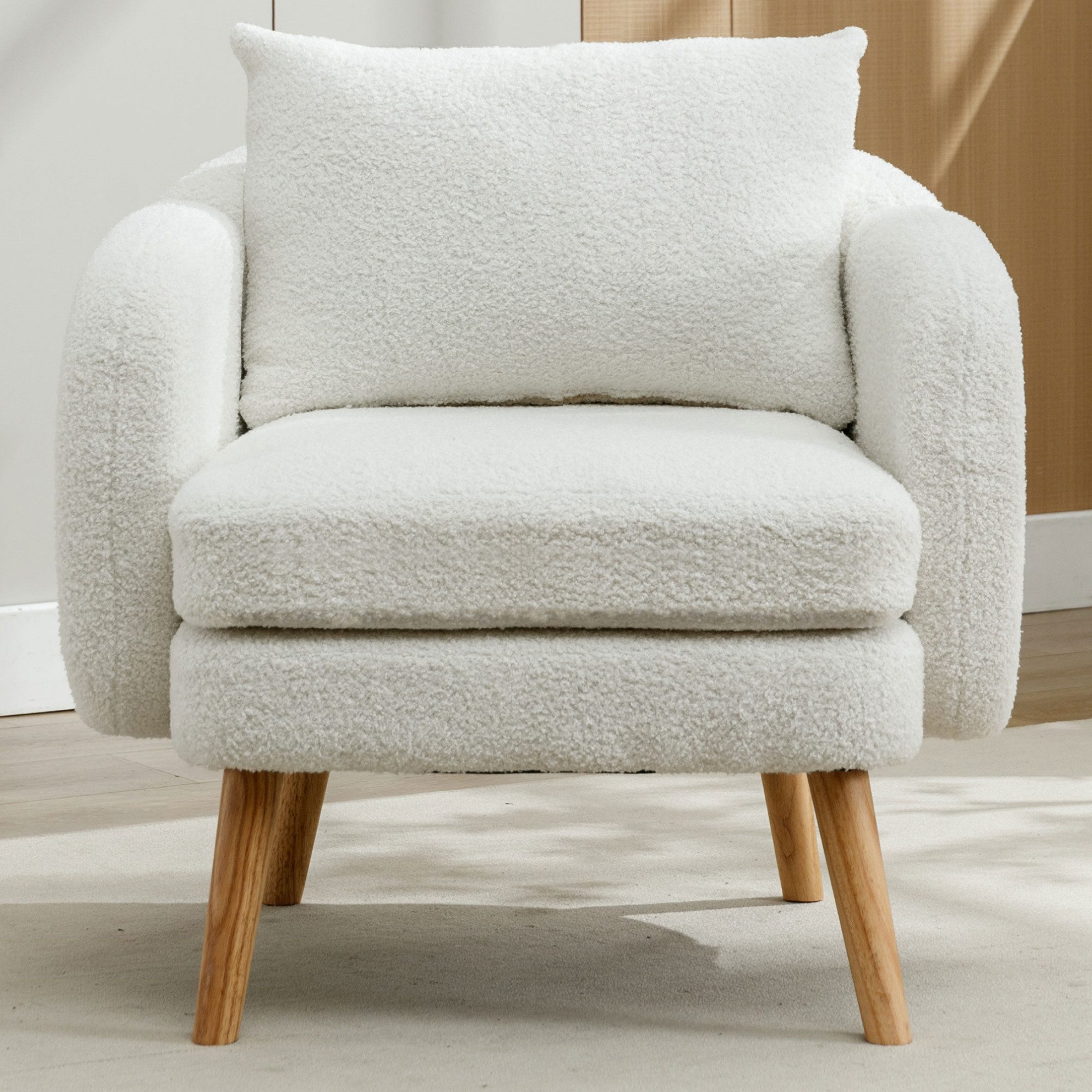 autolock Sessel Teddy-Samt-Sessel Massivholz-Beinstuhl einzelner Sofa-Sesse günstig online kaufen