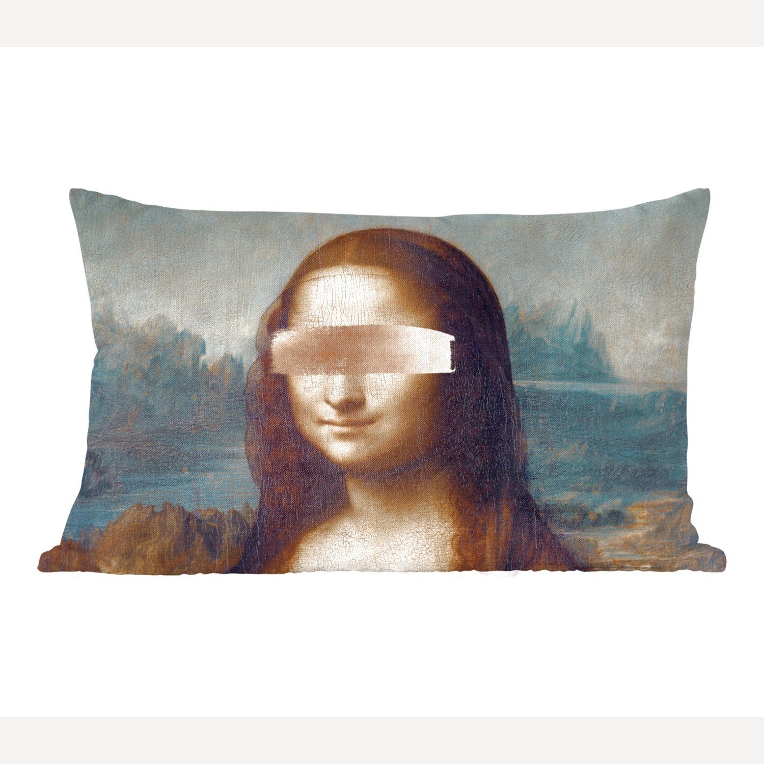 MuchoWow Dekokissen Mona Lisa - Leonardo da Vinci - Roségold, Wohzimmer Dekoration, Zierkissen, Dekokissen mit Füllung, Schlafzimmer