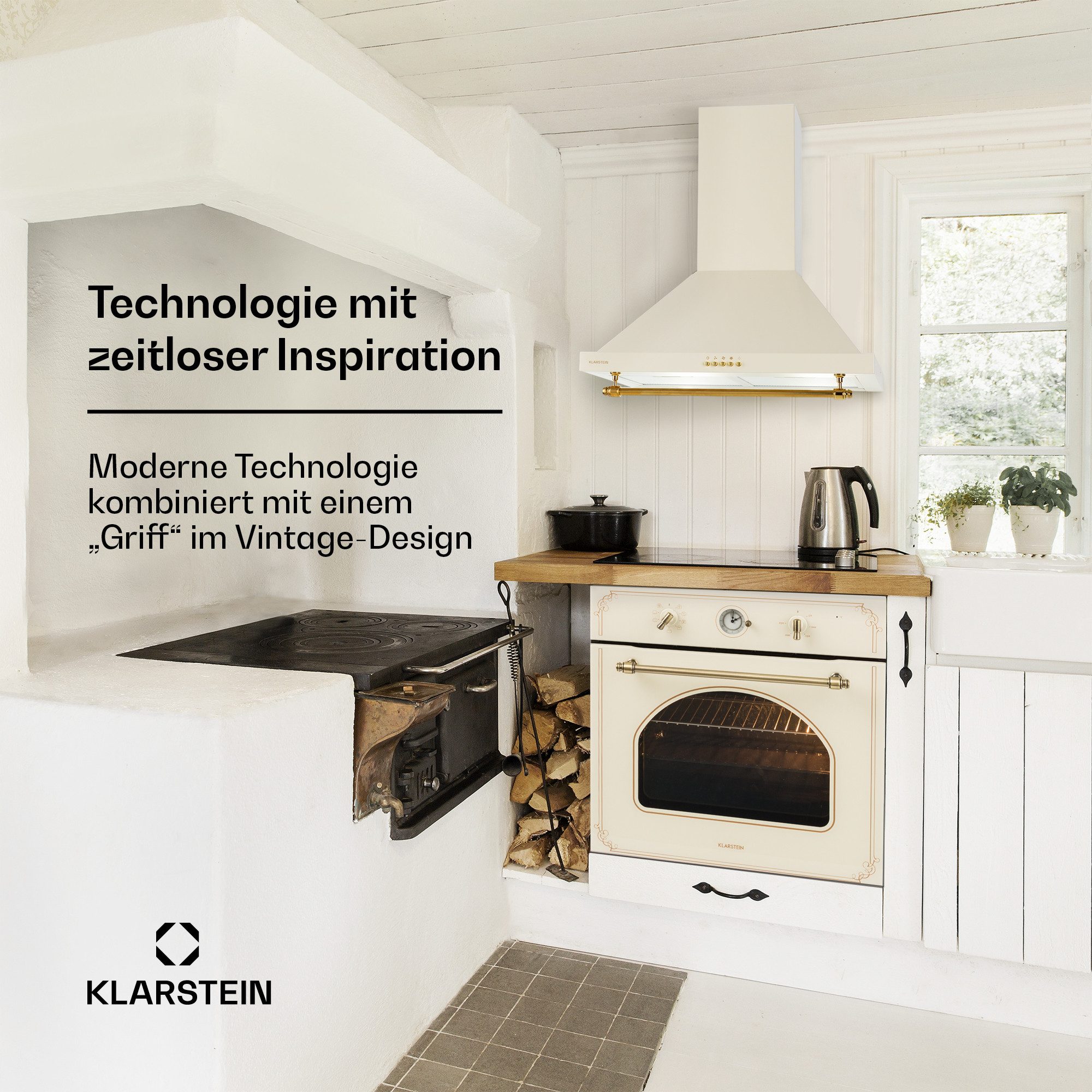 Klarstein Deckenhaube Montblanc Serie Montblanc 60 Dunstabzugshaube 60 cm 610 m³/h 165W LED Reling Edelstahl Montblanc, Wandhaube Schornsteinhaube Abluft mit frontalem Bedienfeld 60 cm