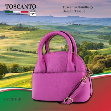 Toscanto Umhängetasche Toscanto Tasche pink, fuchsia (Umhängetasche), Damen Umhängetasche Leder, pink, fuchsia, Größe ca. 20cm