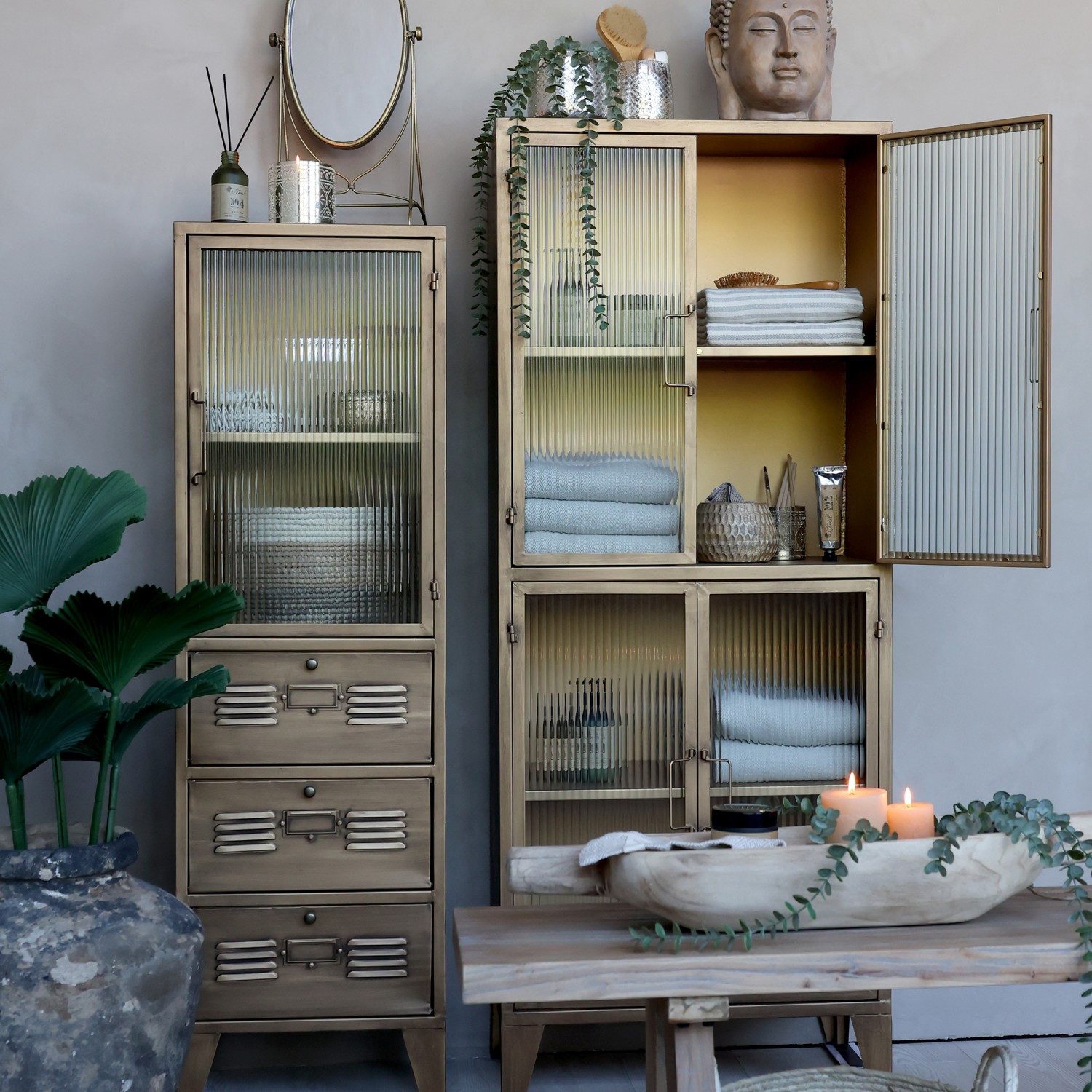 Annimuck Standvitrine Chic Antique Vitrinenschrank mit günstig online kaufen