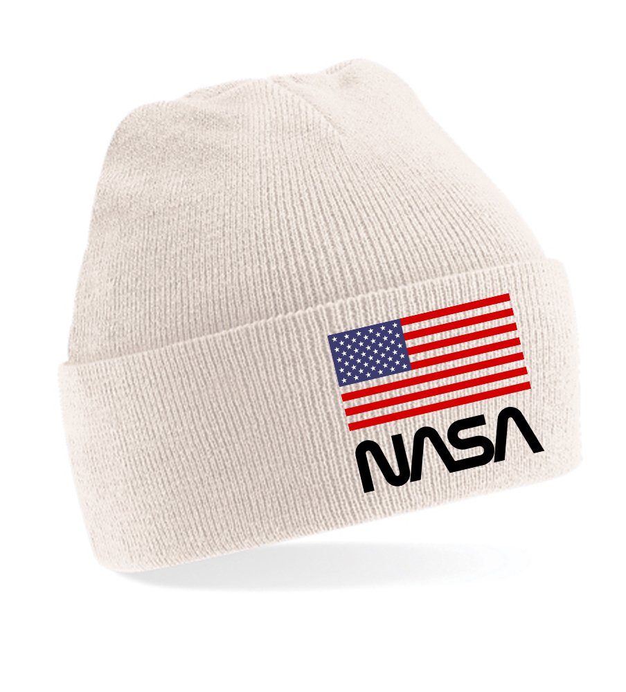 Elon & Beige USA Nasa Beanie Mütze Erwachsenen Astronaut Blondie Space Unisex Brownie