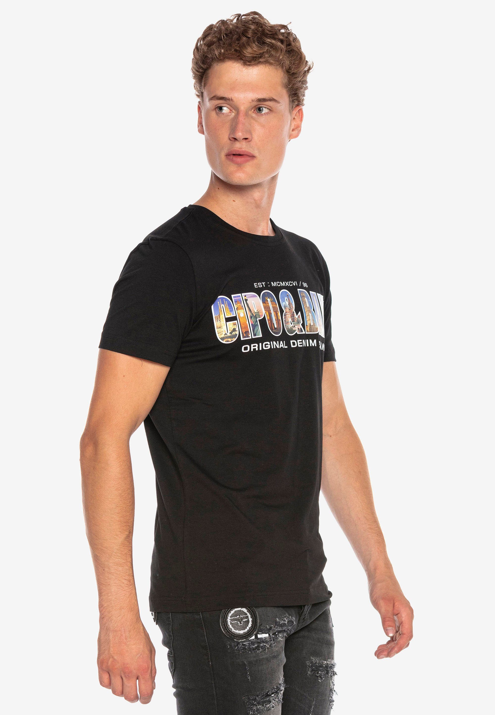 schickem mit Brustprint Cipo T-Shirt Baxx &