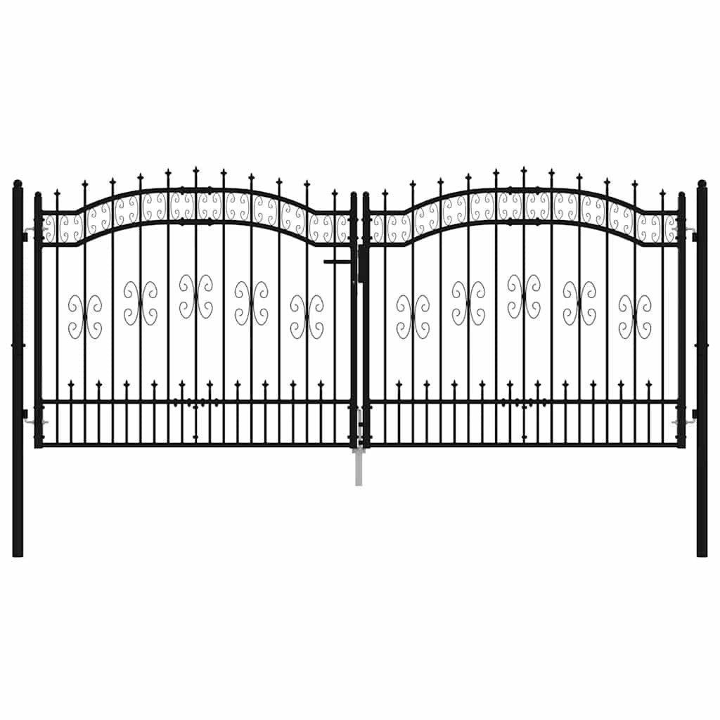 vidaXL Gartentor Zauntor mit Speerspitze Schwarz 305 x 125 cm Pulverbeschic günstig online kaufen