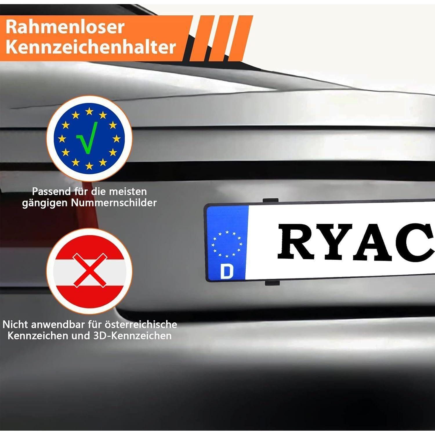 LuxusKollektion Kennzeichenhalter Kennzeichenhalter rahmenlos universal unsichtbar für 2 Kennzeichen