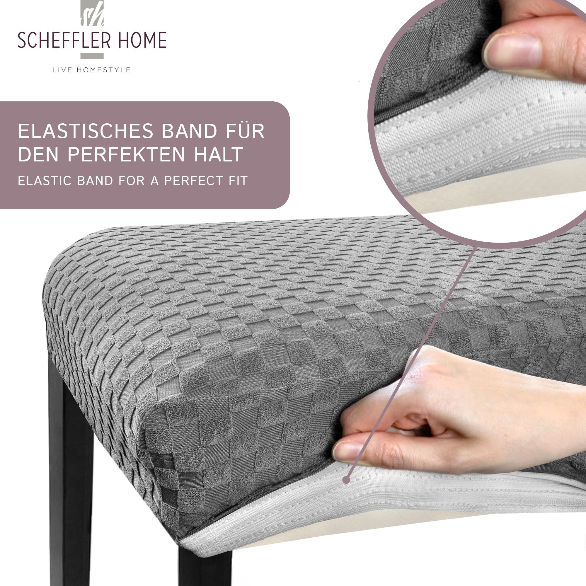 sh SCHEFFLER-HOME LIVE HOMESTYLE Stuhlhusse Moderner Stuhlbezug "Emil" aus Flanell, abnehmbarer & waschbarer Spannbezug für Stühle