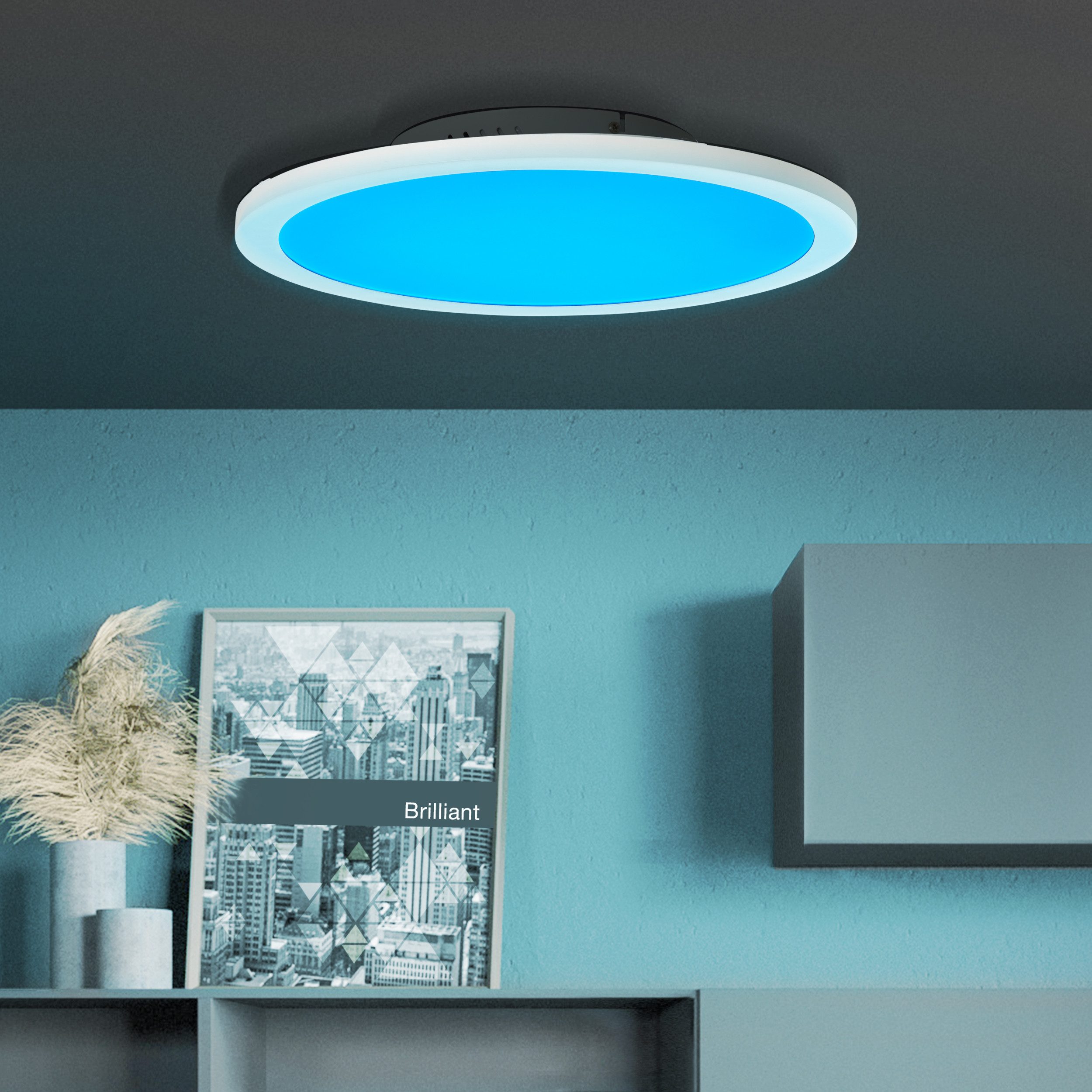 Lightbox LED Panel, LED fest integriert, warmweiß - kaltweiß, modernes Aufbaupaneel Durchmesser 40cm - Dimmbare Deckenlampe mit RGB