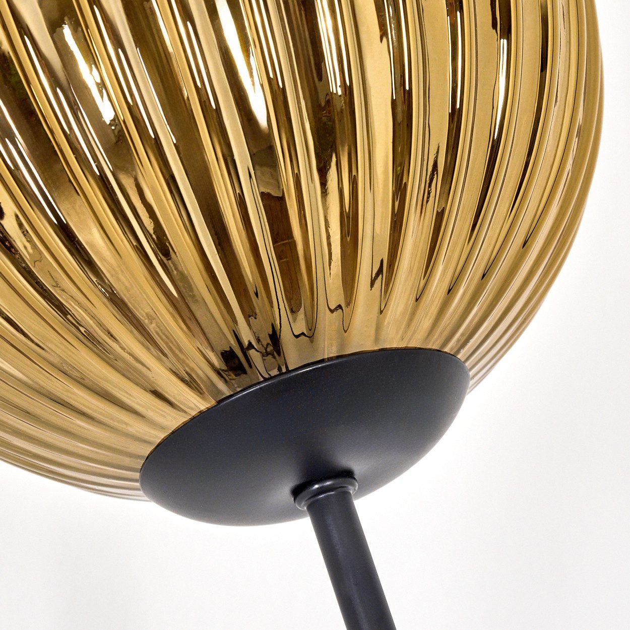 hofstein Stehlampe Stehlampe aus Metall/Riffelglas in Schwarz/Blau/Gold-/Kupferfarben, Stehleuchte Retro/Vintage, Ø Schirme 15 cm, Fußschalter, 170 cm, E14