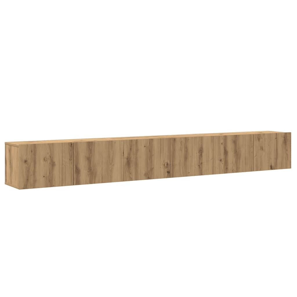 vidaXL Schrankmodule 3-tlg. TV-Schrank-Set Wandmontage Artisan-Eiche Holzwe günstig online kaufen