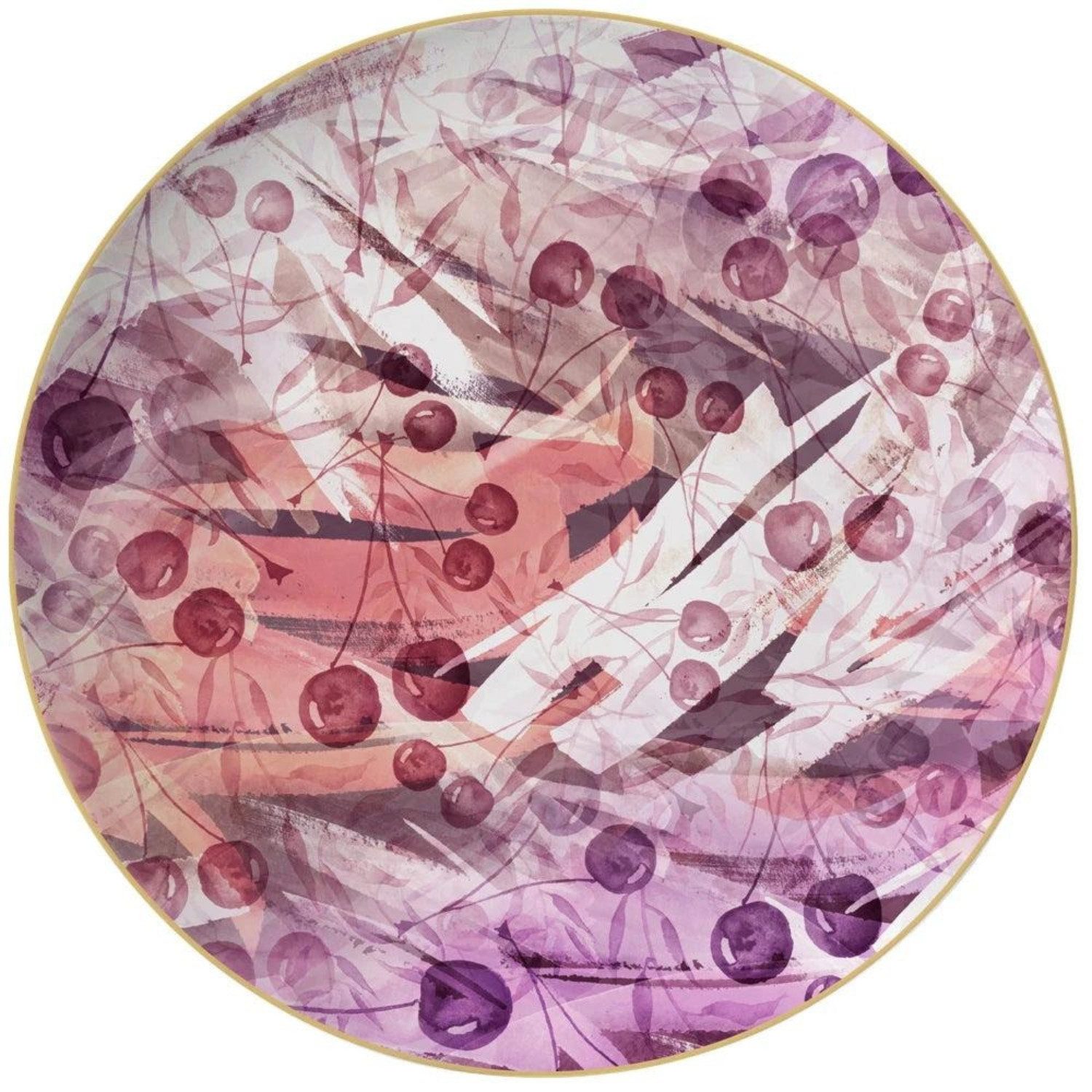 Quality Elegance Teller-Set Lila Kirsche Luxus Bone China Geschirrset (4-tlg)