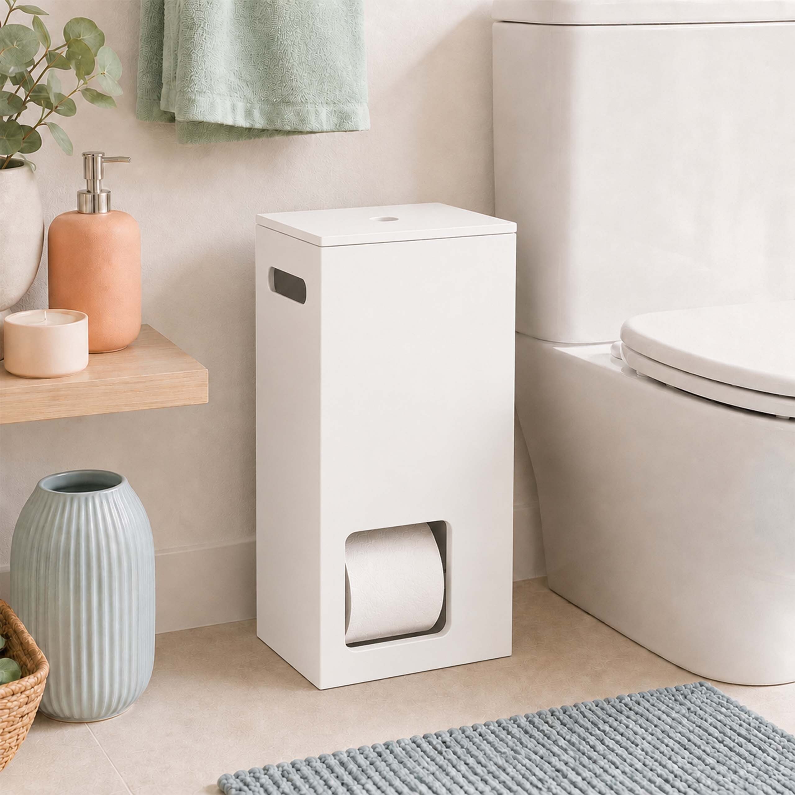relaxdays Toiletten-Ersatzrollenhalter Toilettenpapier Aufbewahrung 8 Rollen (8-St), weiß – Bild 2 von 5