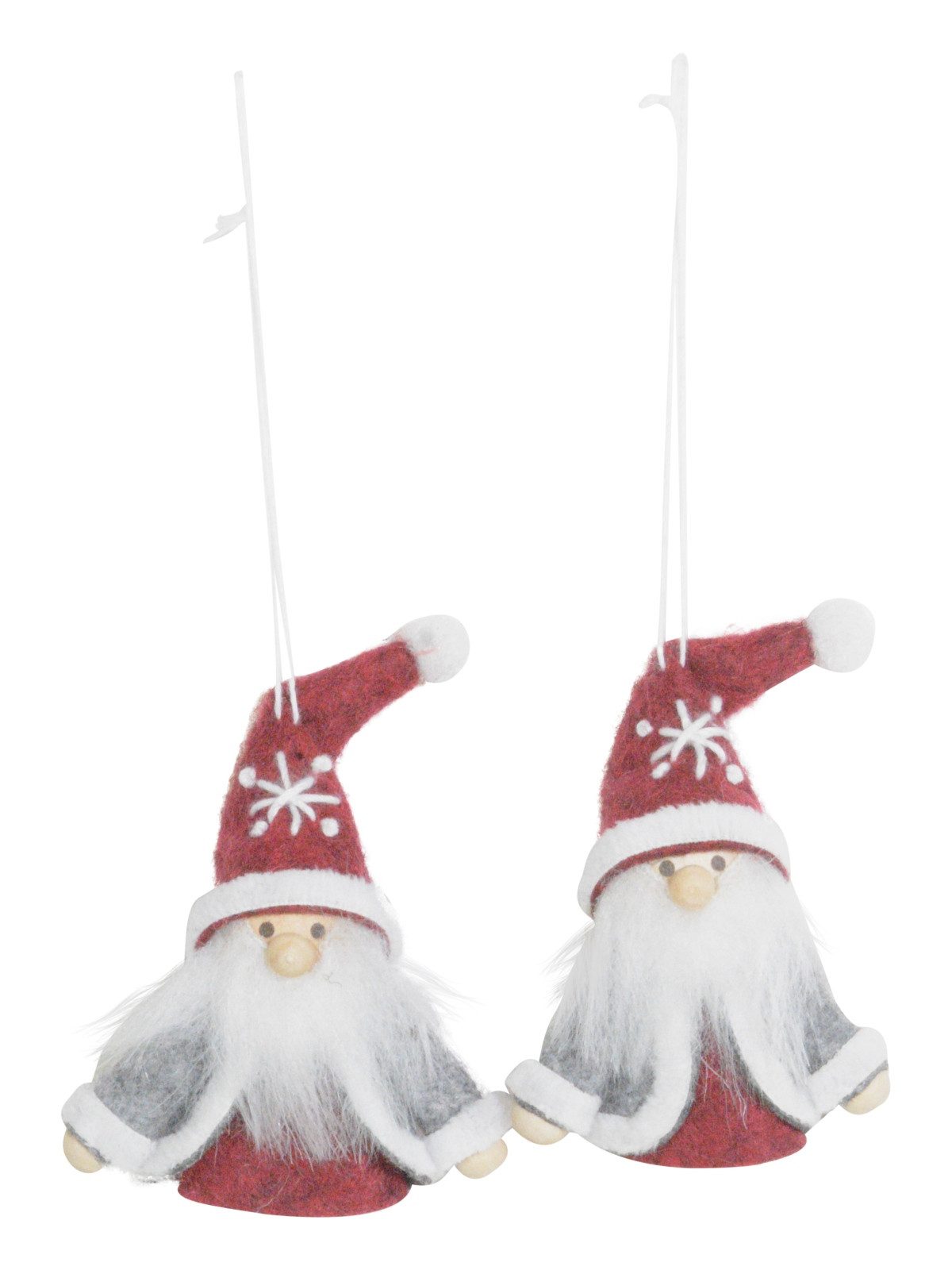 Idena Weihnachtsbaumkugel 2er Set Weihnachtsmann Anhänger, Grau Rot, Stoff