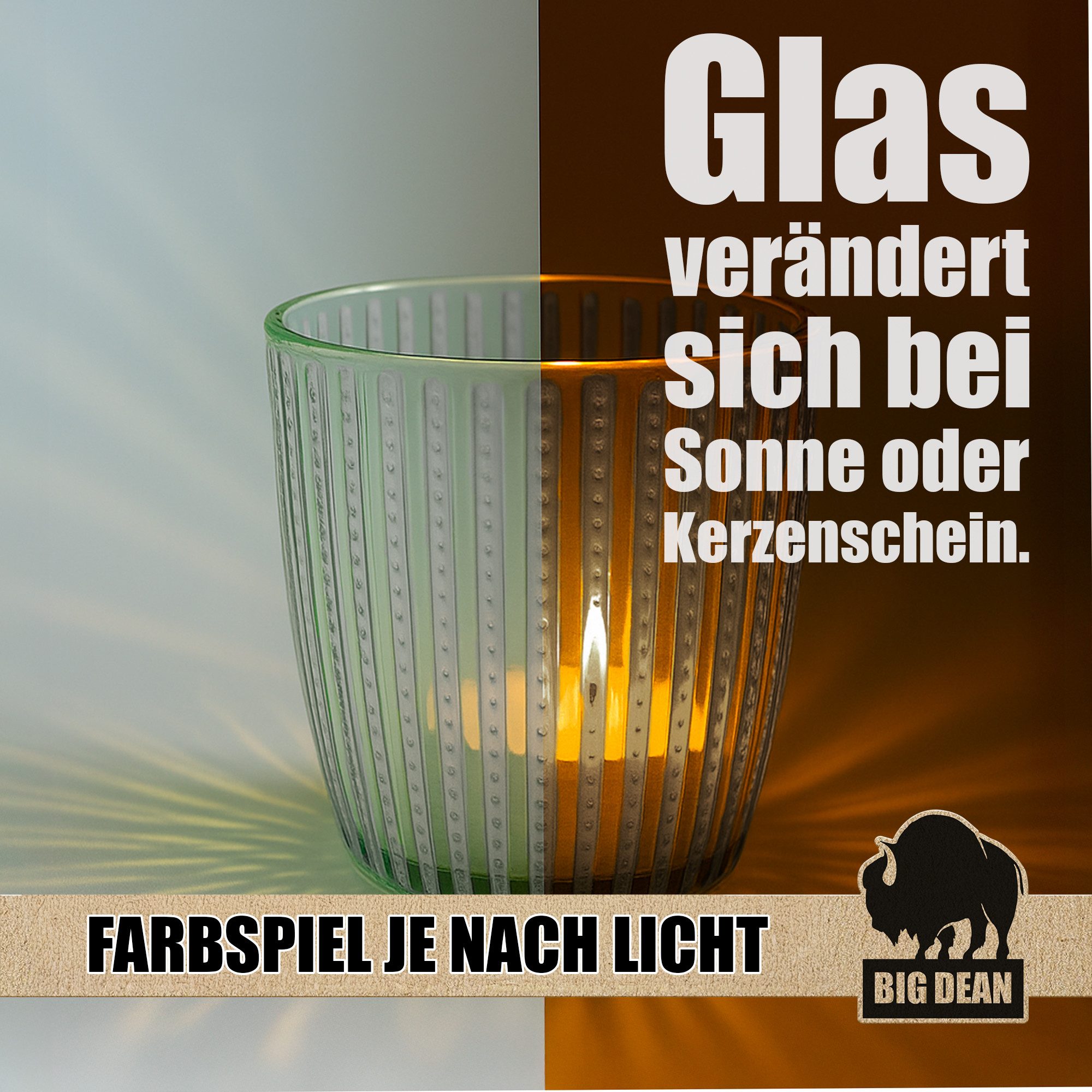 BigDean Teelichthalter Windlicht Glas grün Teelichthalter 6er Set Teelichthalter (Set, 6 St., Teelichthalter), Teelicht aus Glas mit dem gewissen Flair – Bild 5 von 5
