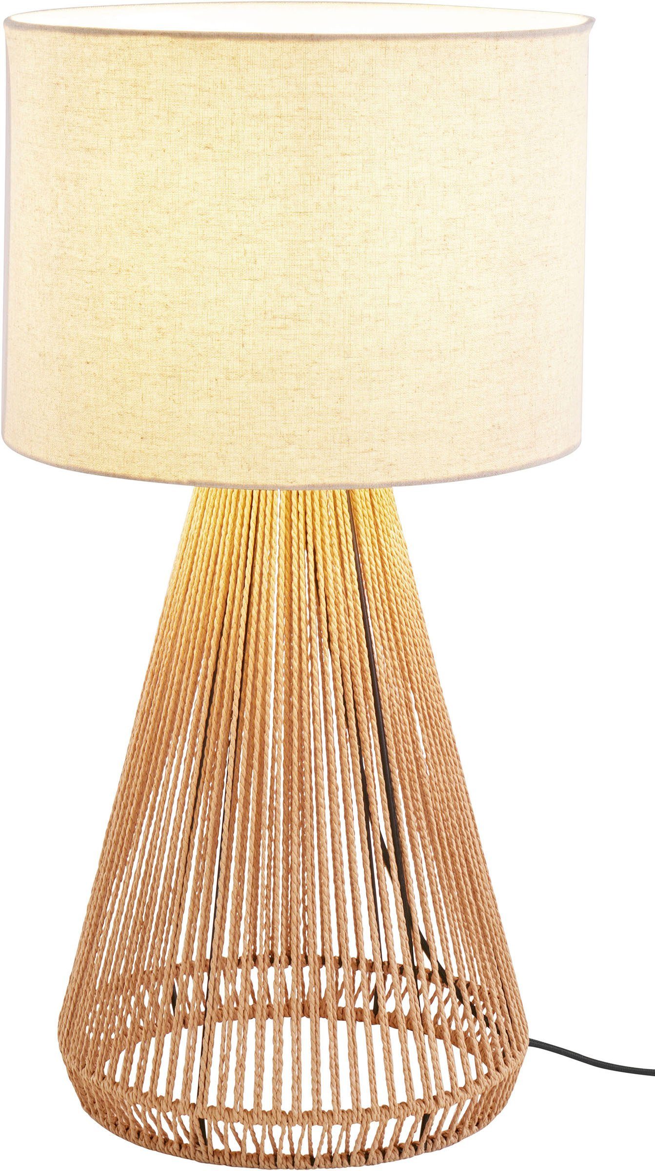 Lena Sisalschnur, Gercke mit LeGer by Zuri, Leuchtmittel, beige Home braun/naturweiß/beige/beige Tischlampe ohne Tischleuchte Stoff - / Leinenschirm