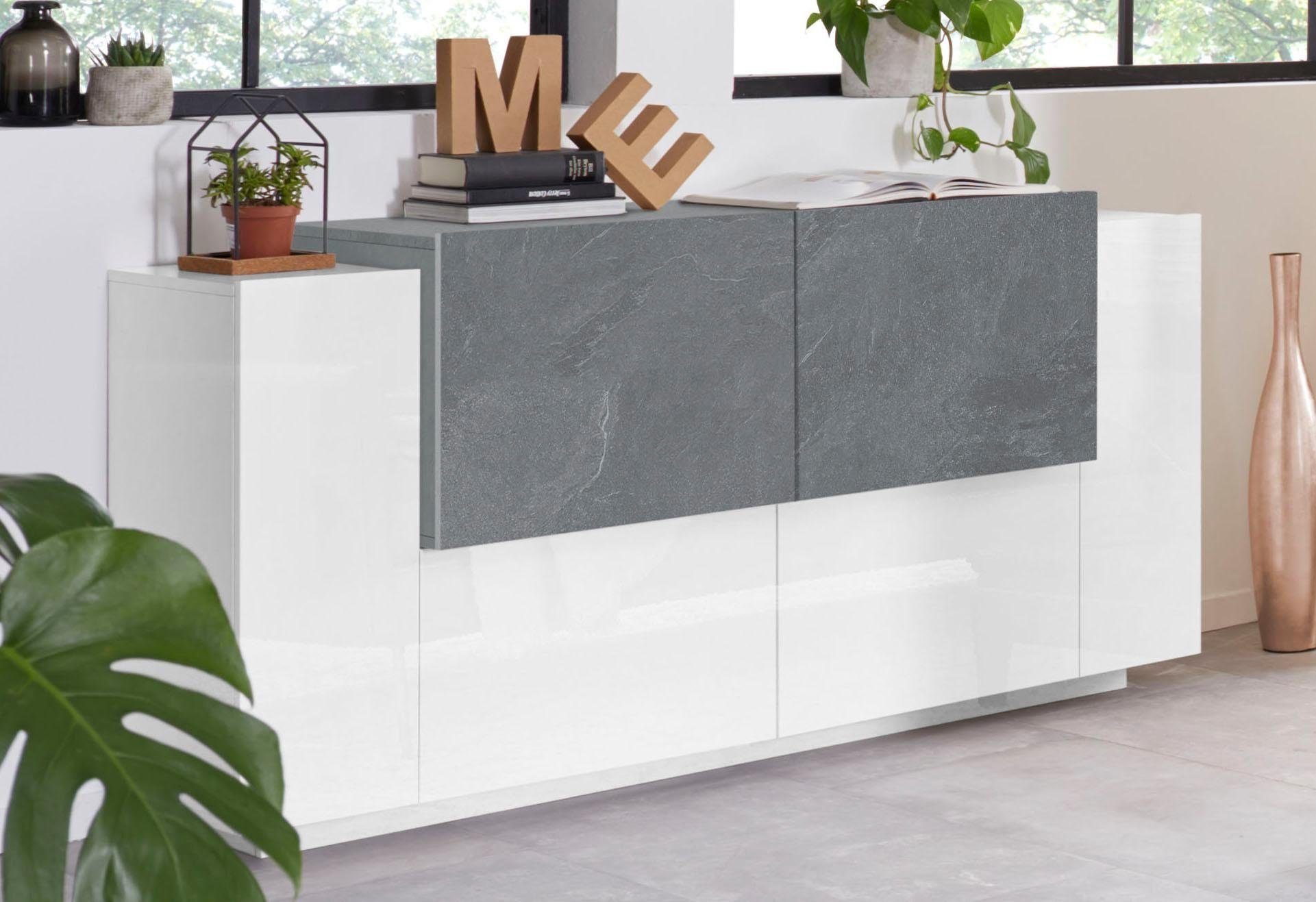 Sideboard Coro, Kommode, Schrank, Kredenz, grifflos mit Einlegeböden