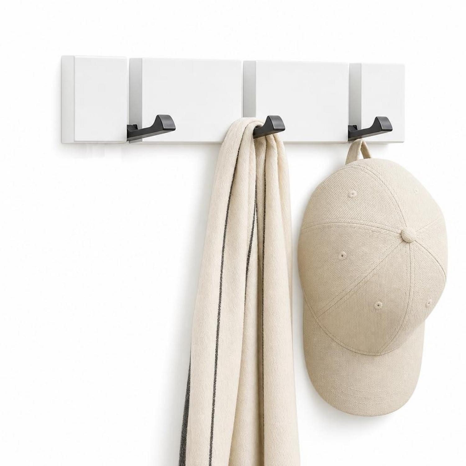 LuxusKollektion Klapphaken Klappbare Hakenleiste Bambus-Weiß 3 Haken, (3-St)